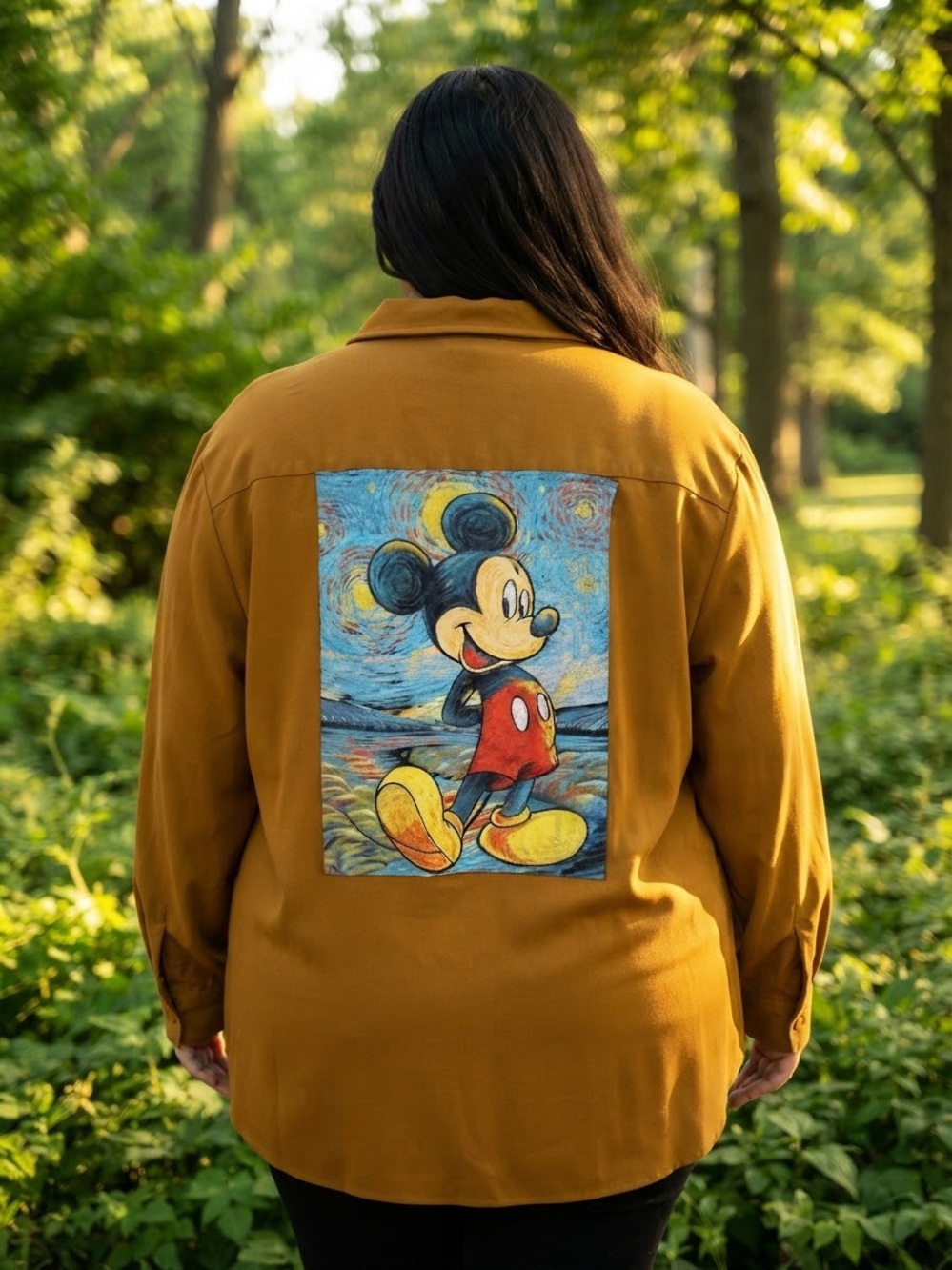 Haband’s Fit-Forever Upcycled Mickey Faux Suede Shirt 3XL